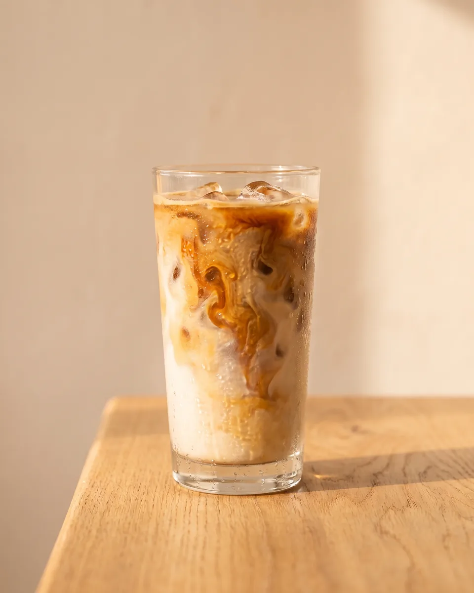 Iced Latte im Glas mit Eis