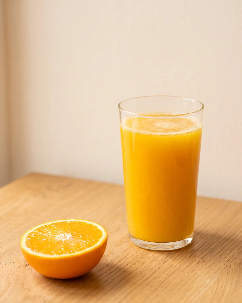 Frisch gepresster Orangensaft im Glas